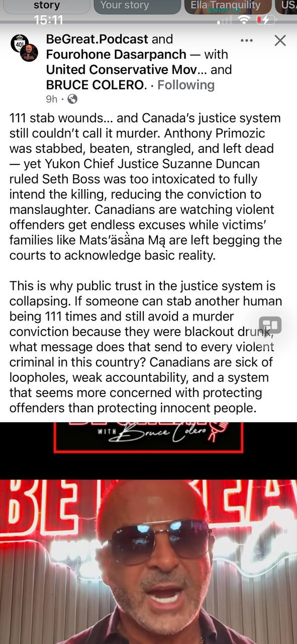 Facebook screenshot about Anthony Primozic, Seth Boss, and Chief Justice Suzanne Duncan